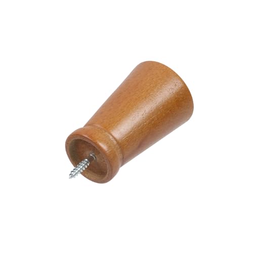 2-Piece Dark Brown Wooden Curtain Rod Finials, Decorative Screw-On End Caps