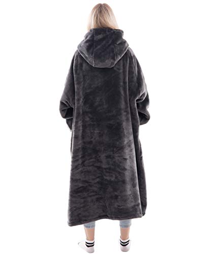 Oversized Wearable Blanket Hoodie with Pocket - Soft Flannel Lounge Gift