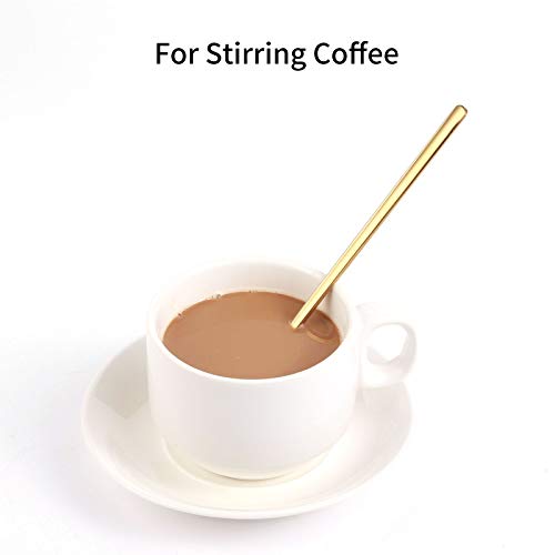 4-Piece Stainless Steel Gold Coffee Spoons, 6.7-Inch Long Handle Stirrers