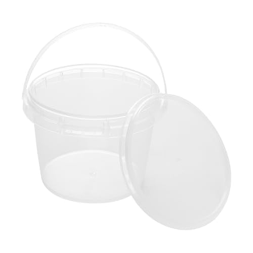 40 Pack Clear Plastic Buckets with Lids & Handles - 34 oz Food & Beverage Storage