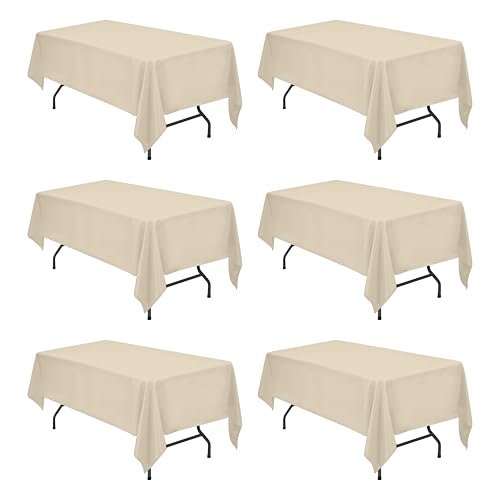 6-Pack Rectangle Tablecloths 60x102 Inch, Premium Polyester Table Covers