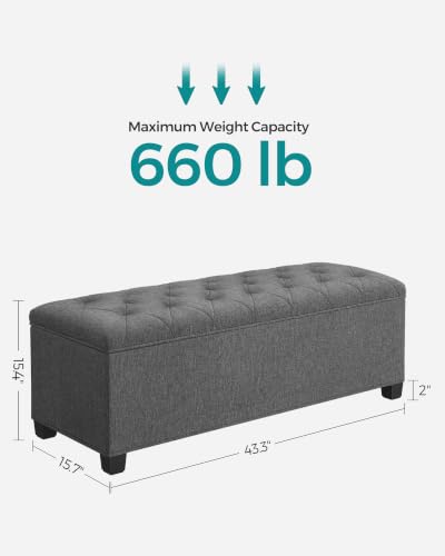 Upholstered Storage Ottoman Bench, 43-Inch End of Bed Foot Rest