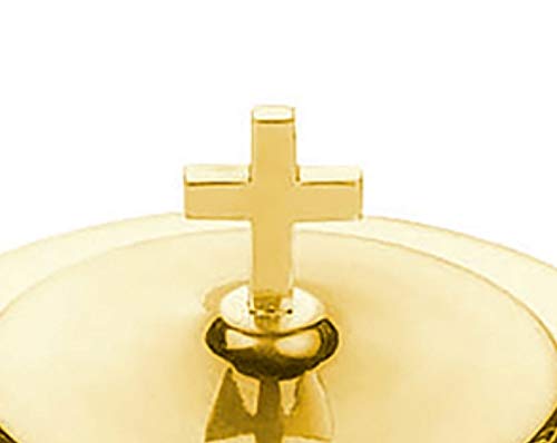 Sudbury Polished Brass Tone Bread Plate Communion Tray Cover, 6 1/2 Inch