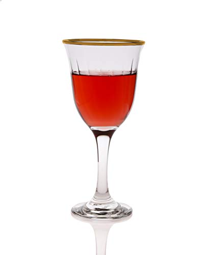 Set of 6 Clear Glass Water Glasses with Gold Rim, 10 oz Elegant Drinkware