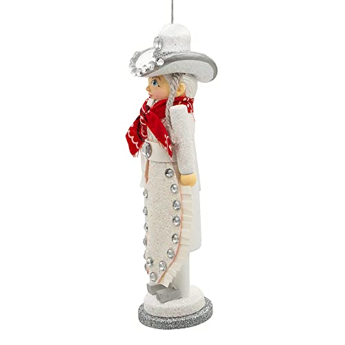 6-Inch Rhinestone Cowgirl Wooden Nutcracker Christmas Tree Ornament