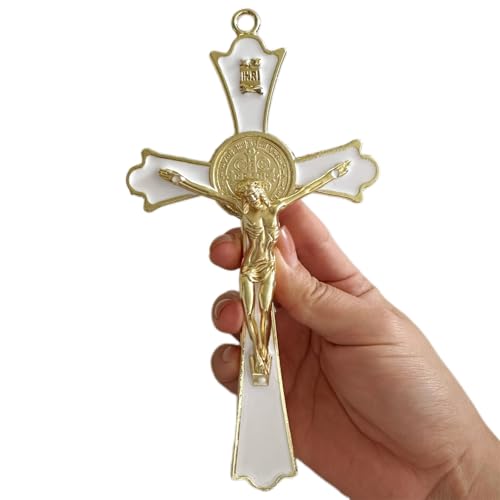 St. Benedict Crucifix Metal Wall Art - 7.8 Inch Catholic Religious Decor