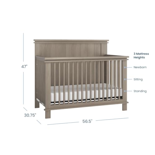4-Piece Nursery Furniture Set with 4-in-1 Convertible Crib, Crescent Gray