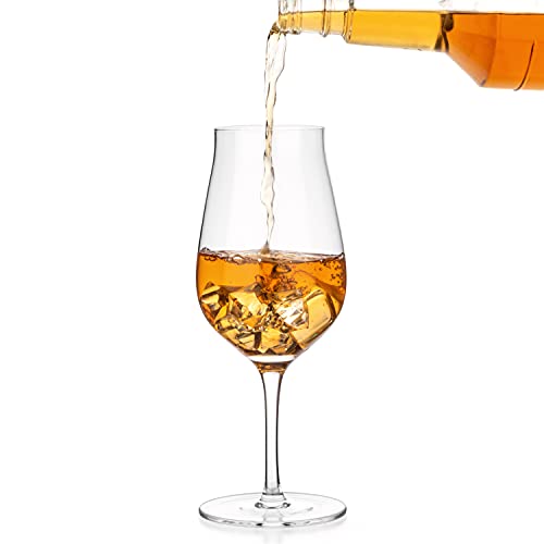 LUXBE Set of 4 Crystal Brandy & Cognac Glasses 10oz Tulip Snifter Handcrafted Lead-Free Spirits Drinkware