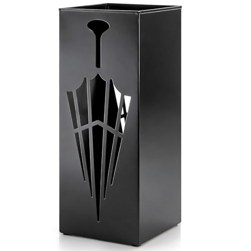 Square Metal Umbrella Stand for Entryway, Freestanding Storage Bin, Black