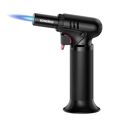 Refillable Butane Torch Lighter with Adjustable Flame & Fuel Window