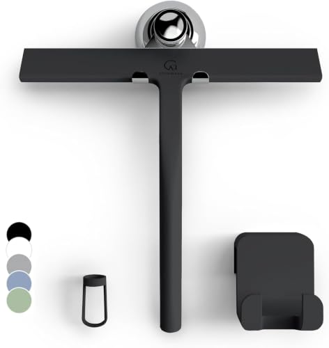 9-Inch Silicone Shower Squeegee with 3-in-1 No-Drill Mount, Matte Black