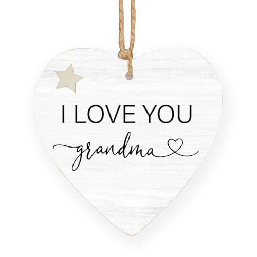 I Love You Grandma Wooden Heart Ornament - Christmas Gift from Grandkids