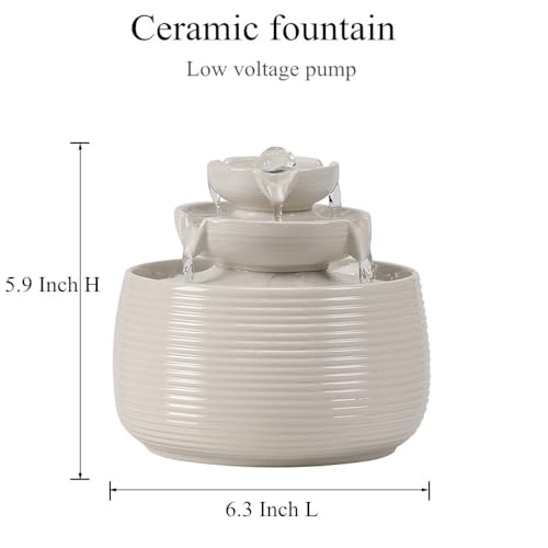 Mini Ceramic Tabletop Water Fountain - Quiet Desktop Waterfall Feature