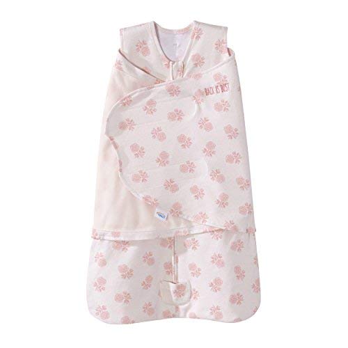 HALO 100% Cotton Sleepsack Swaddle - 3-Way Adjustable Wearable Blanket, Watercolor Rose Toss Blush, Small (3-6 Months)