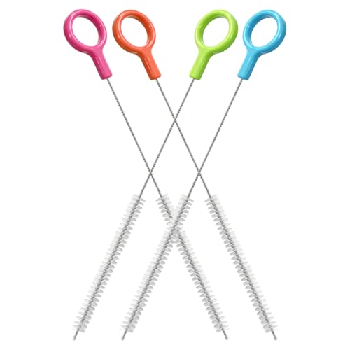 Extra Long Stainless Steel Straw Cleaner Brushes with Color Hanging Loops