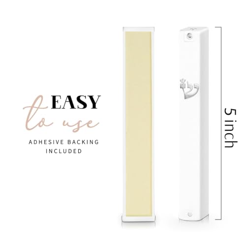 Kosher Mezuzah Case with 4-Inch Hand-Written Scroll - White 5-Inch