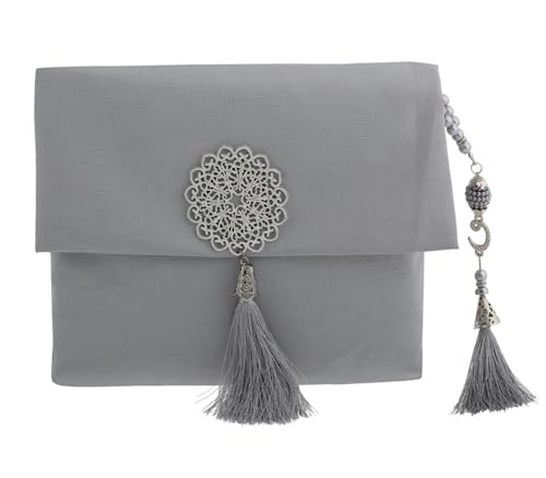 Turkish Cotton Prayer Rug Set with Tasbih Beads and Portable Travel Bag