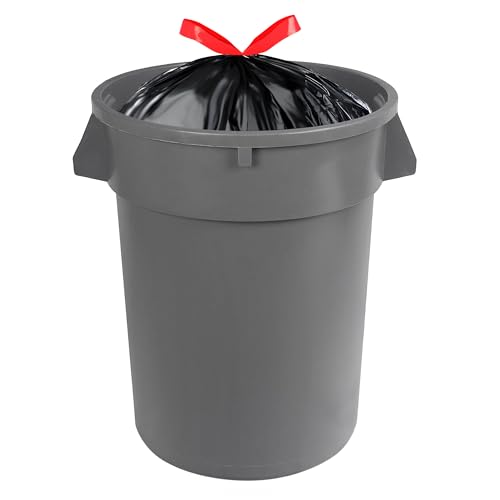 Amazon Basics 30 Gallon Drawstring Trash Bags, Tear-Resistant Black Garbage Bags, 50 Count