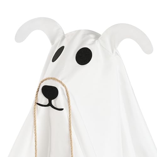 Zesua 2.3 FT Light-Up Ghost Dog Halloween Decoration with Trick or Treat Sign