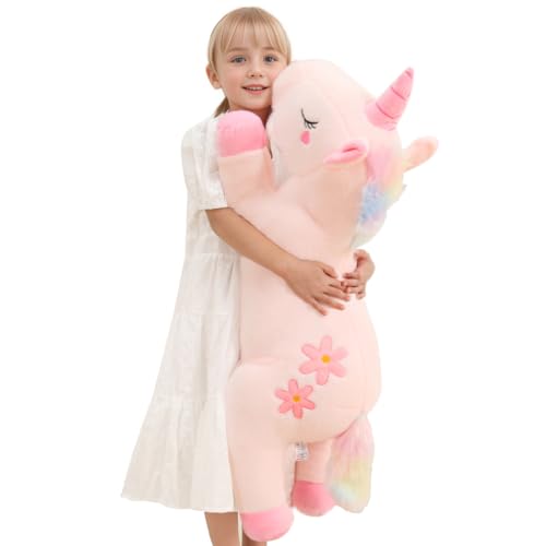 32-Inch Giant Pink Unicorn Plush Toy, Jumbo Soft Stuffed Animal Pillow