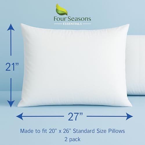Four Seasons Essentials Standard Waterproof Pillow Protectors, Set of 2