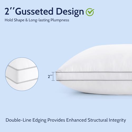 ROUMEA Queen Size Bed Pillows Set of 2 - Soft Down Alternative Hotel Pillows