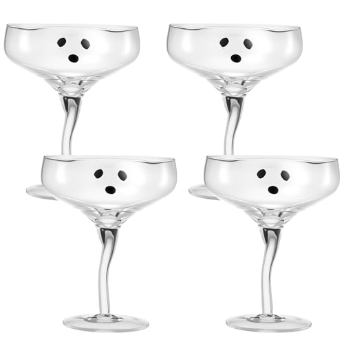 Baderke 4 Pack Clear Halloween Ghost Martini Glasses 13 oz - Reusable Party Drinkware