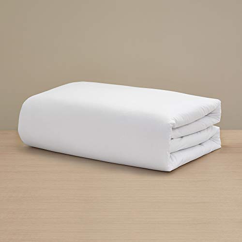 Luxury All-White Percale Duvet Cover - 100% Long-Staple Cotton, Queen Size