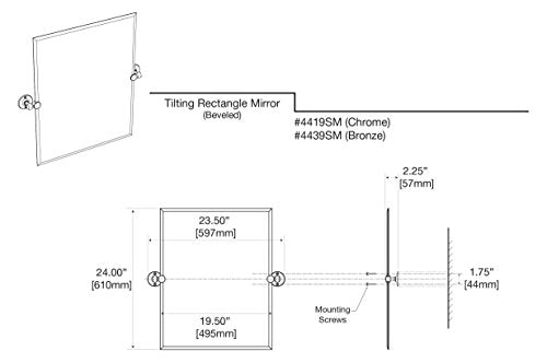 Rectangle Wall-Mounted Bathroom Vanity Mirror, 24 x 23.5 Inch Chrome Finish