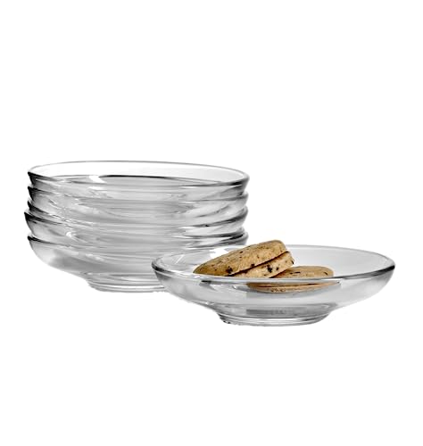 Pasabahce Set of 6 Clear Glass Tea & Coffee Saucers - Microwave Safe Turkish Tea Cups