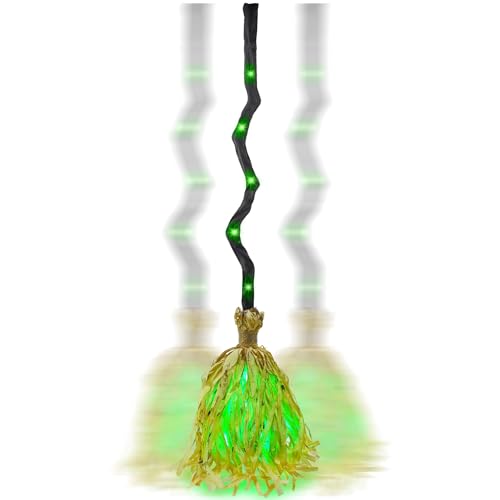 35" Animated Witches Broomstick - Sound & Touch Activated Halloween Decor