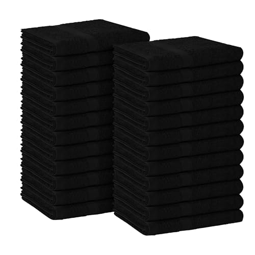 100% Cotton Hand Towels 16x27 Inch - Black Salon & Spa Towel Bulk Pack of 24