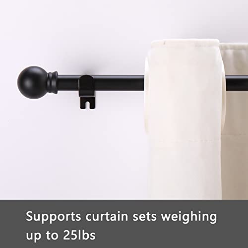 Matte Black Curtain Rods 32-48 Inch Heavy Duty Metal Window Rod Set
