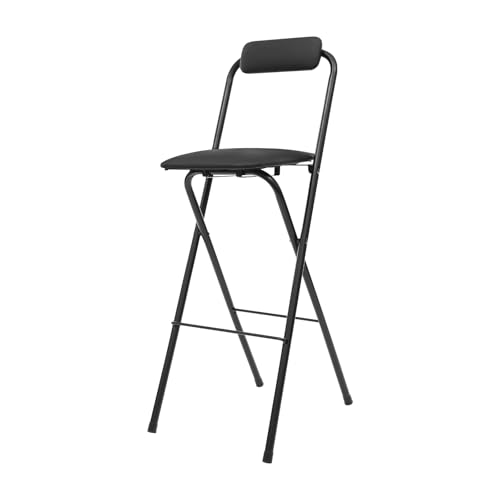 Folding Counter Height Bar Stool, 29.5-inch Padded Portable Chair, Black