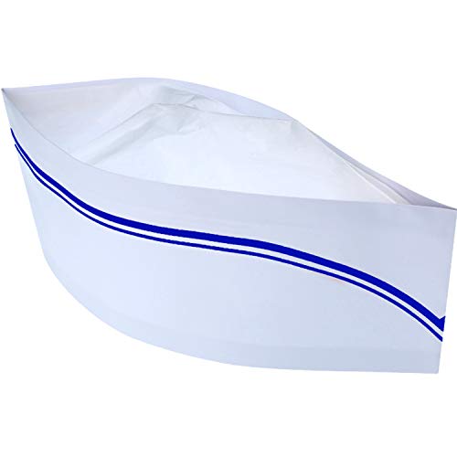 10-Pack Retro Soda Jerk Paper Hats with Red Strips for Theme Parties