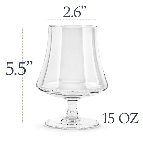 15 oz Crystal Brandy and Cognac Snifter Glasses Set of 2 - Elegant Tasting Drinkware