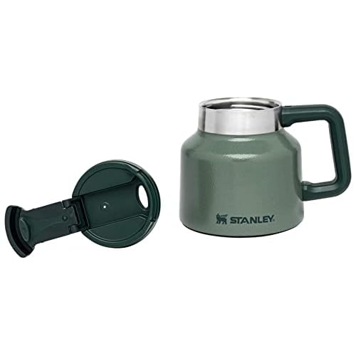 STANLEY Tough-To-Tip Admiral's Mug 20 oz | Twist-on Flip Open Lid | Wide Body with Non-Skid Rubber Base | Insulated Stainless Steel Coffee Cup | BPA-Free