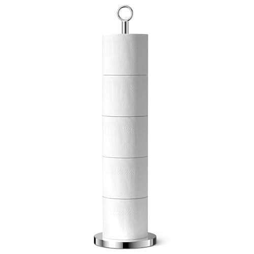Freestanding Stainless Steel Toilet Paper Holder Stand for 4 Rolls