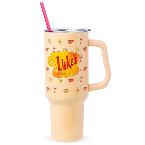 40oz Stainless Steel Tumbler with Handle and Straw - Themed Travel Cup