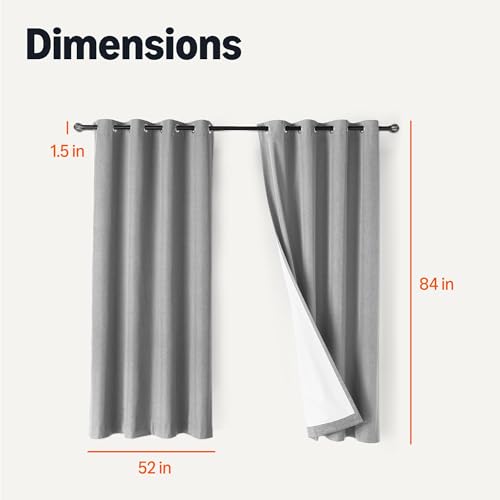 Blackout Curtains with Grommets, Noise Reducing, 52x84 Inches, Dark Gray - Set of 2
