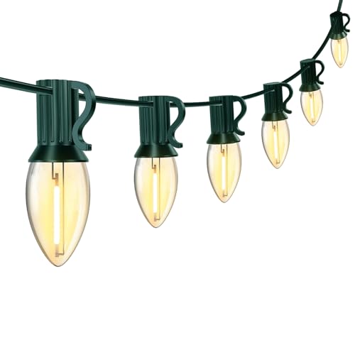 10FT C7 LED Christmas Lights Warm White Waterproof Outdoor - Clear / 10FT