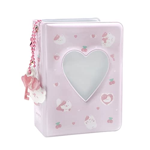 3-Inch Mini Heart Hollow Photo Card Binder, 40-Pocket Collectible Album