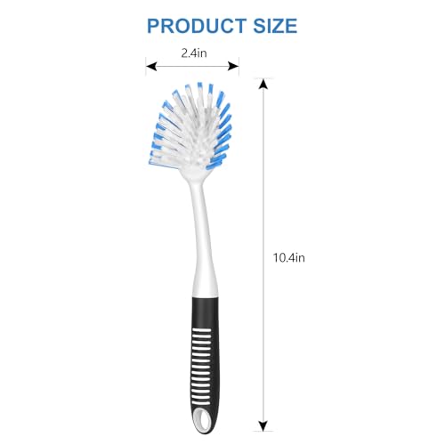 2-Pack Kitchen Dish Brush with Scraper Tip - Stiff Bristle Scrubber