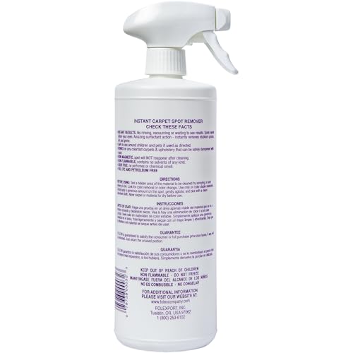 FOLEX Instant Carpet Spot Remover 32 oz ? Powerful Stain Remover for Carpets, Upholstery & Rugs ? Eliminates Pet Stains, Grease, Red Wine, Food, Makeup & More ? With Reusable Cleaning Cloth ? 1 Pack
