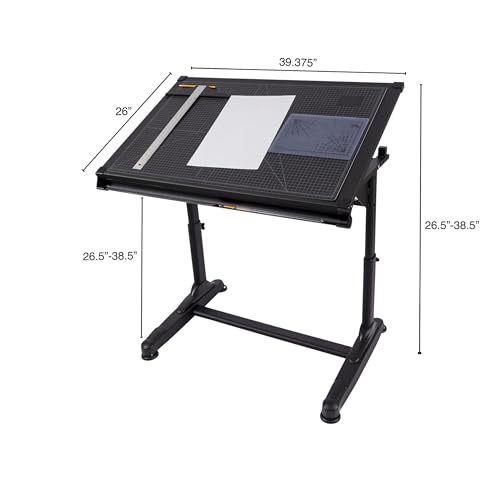 Adjustable Height Drafting Table with Tilt Top - 40" x 26" Drawing Desk