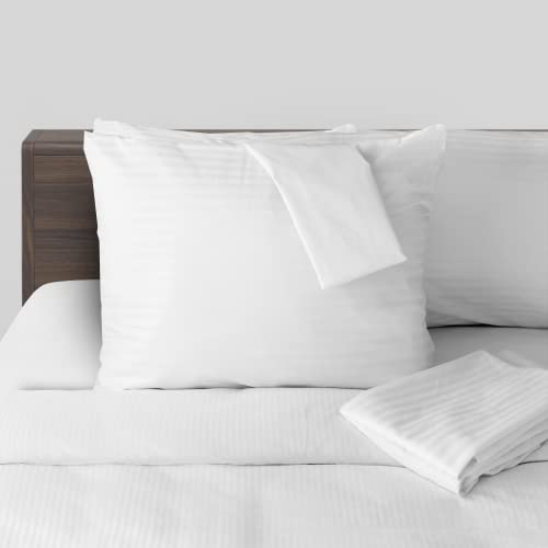 Waterproof Queen Pillow Protectors, 100% Cotton Zippered Covers - 4 Pack