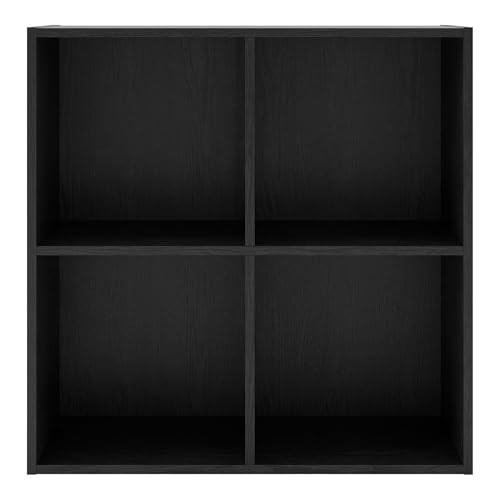 4-Cube Storage Organizer Shelf, Stackable Wood Bookcase for Cubby Bins