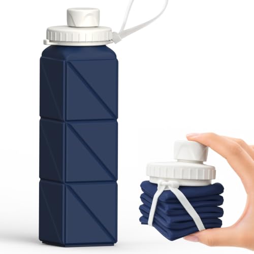 Collapsible Silicone Water Bottle 21oz Leakproof Travel Bottle