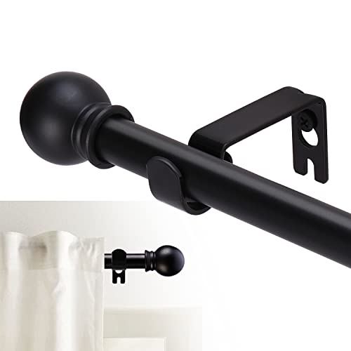 Matte Black Curtain Rods 32-48 Inch Heavy Duty Metal Window Rod Set