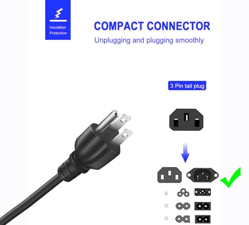 3-Prong Replacement Power Cord for Electric Pressure Cookers - 5 Foot Cable